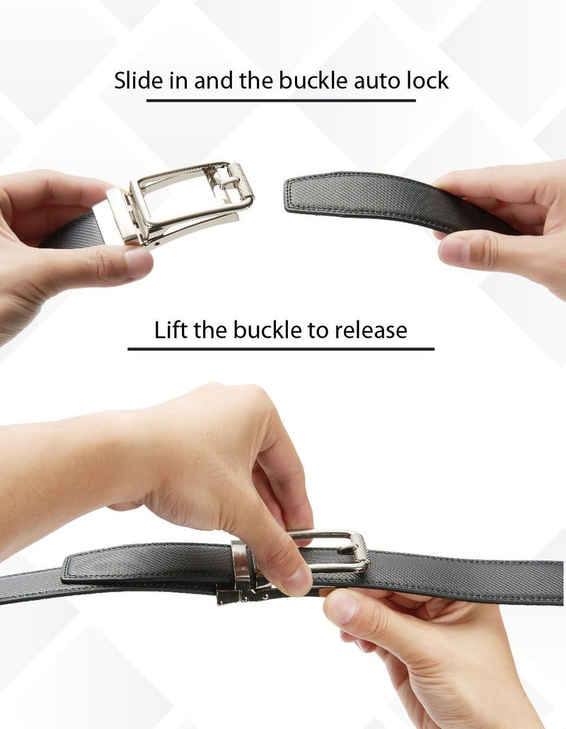 CHAOREN Men's 2 Pack Ratchet Dress Belt, 1 1/4" Black/Brown Leather, 36" to 42" Waist Adjustable - Image 5